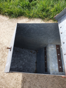 Galvanised metal parrot nest boxes